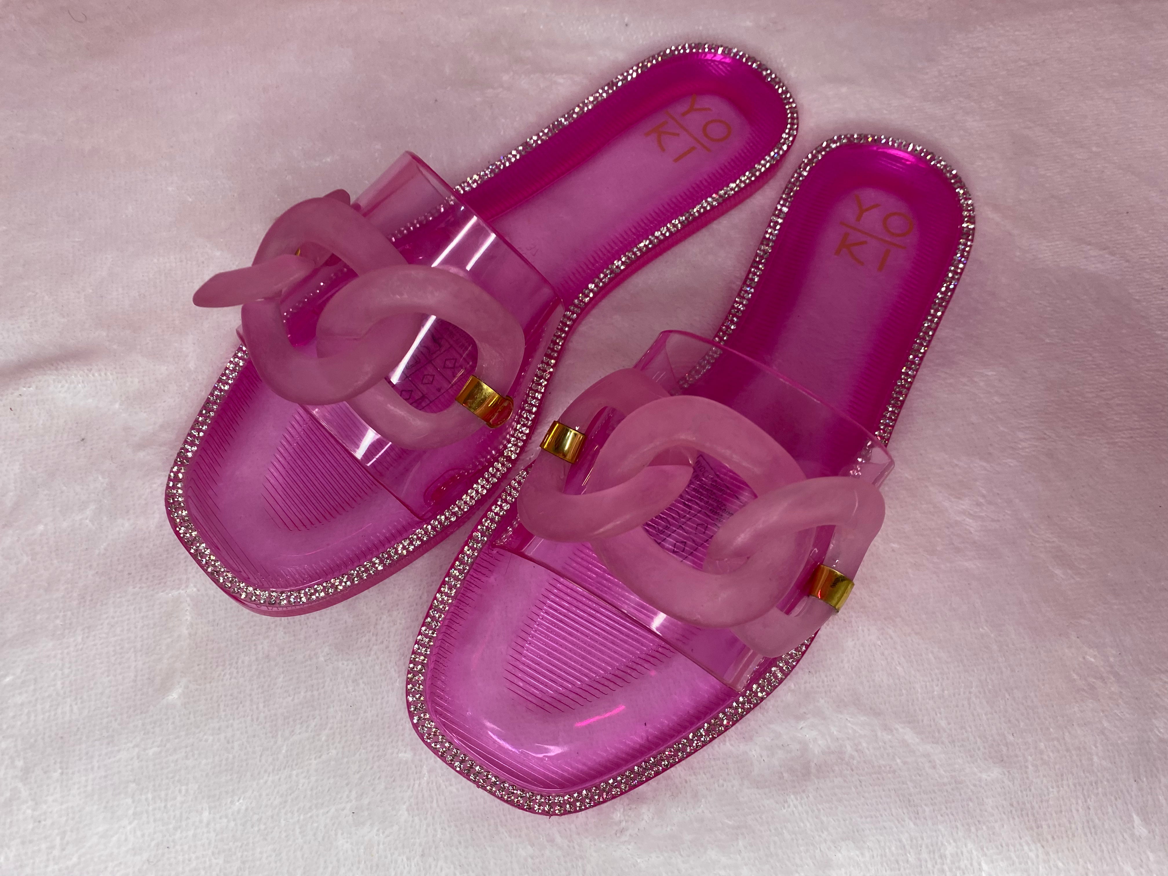 Chanel pink hot sale jelly slides